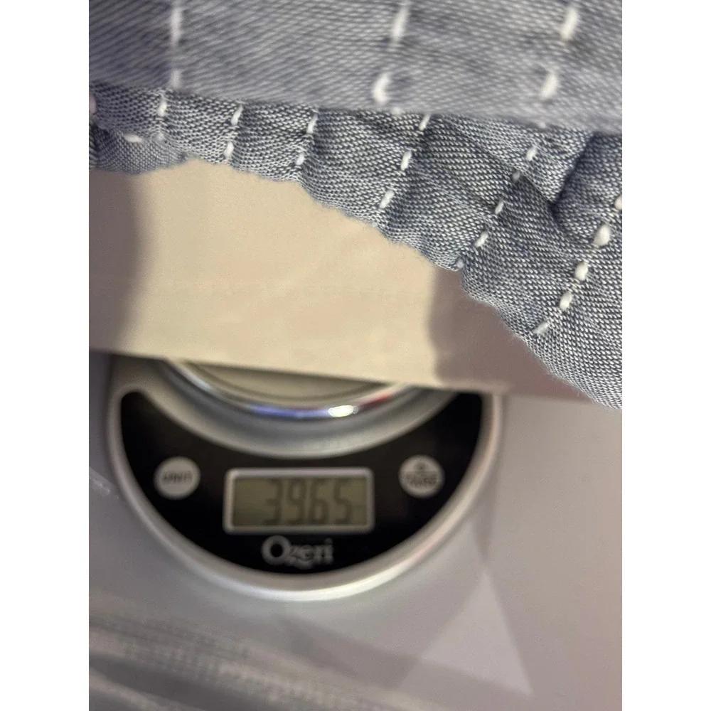 Quince Blue Grey Channel Stitch Organic Cotton Pillow Shams Set of 2 Kantha